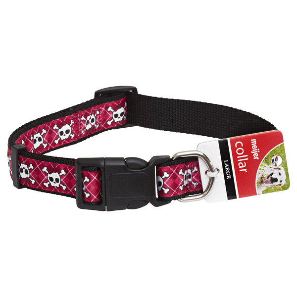 slide 1 of 2, Meijer Adjustable Dog Collar, Skull, Large, LG