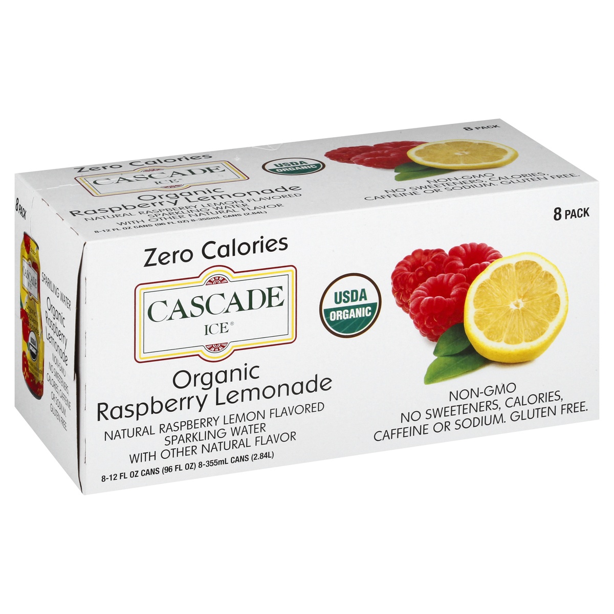 slide 2 of 9, Cascade Ice Organic 8 Pack Raspberry Lemonade Sparkling Water 8 ea, 