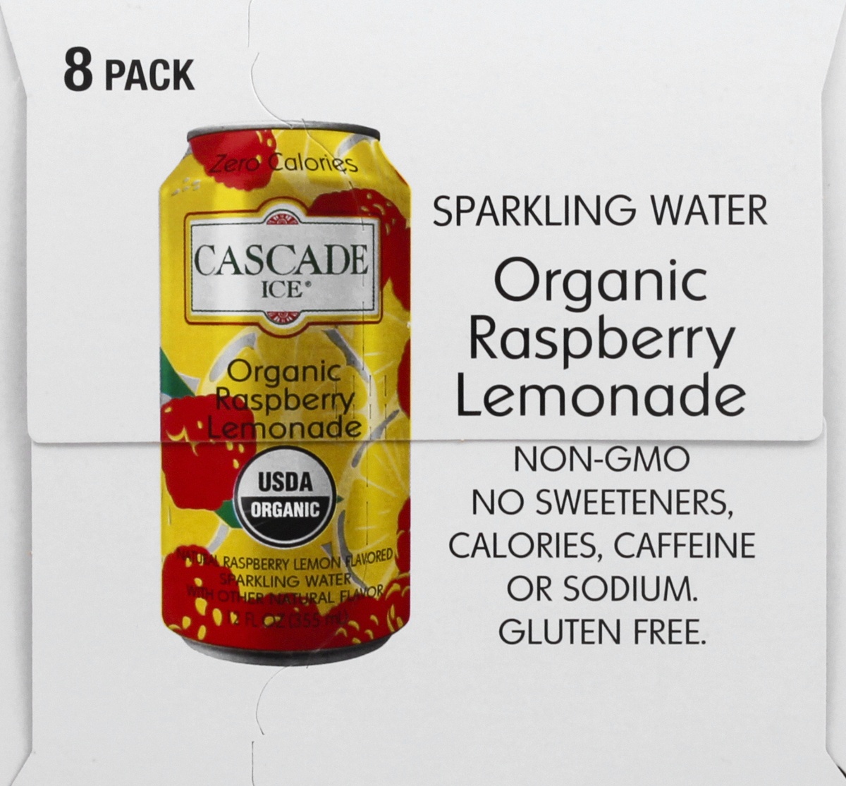 slide 7 of 9, Cascade Ice Organic 8 Pack Raspberry Lemonade Sparkling Water 8 ea, 