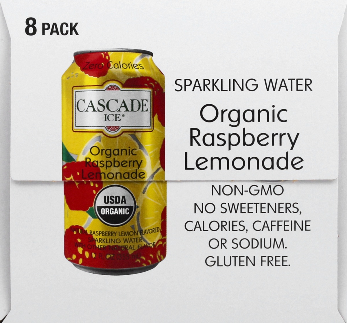 slide 8 of 9, Cascade Ice Organic 8 Pack Raspberry Lemonade Sparkling Water 8 ea, 