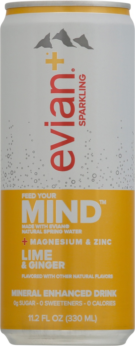 slide 6 of 9, Evian Mind Lime & Ginger Sparkling Water, 11.2 oz