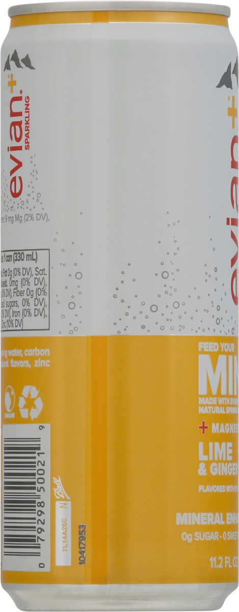 slide 7 of 9, Evian Mind Lime & Ginger Sparkling Water, 11.2 oz