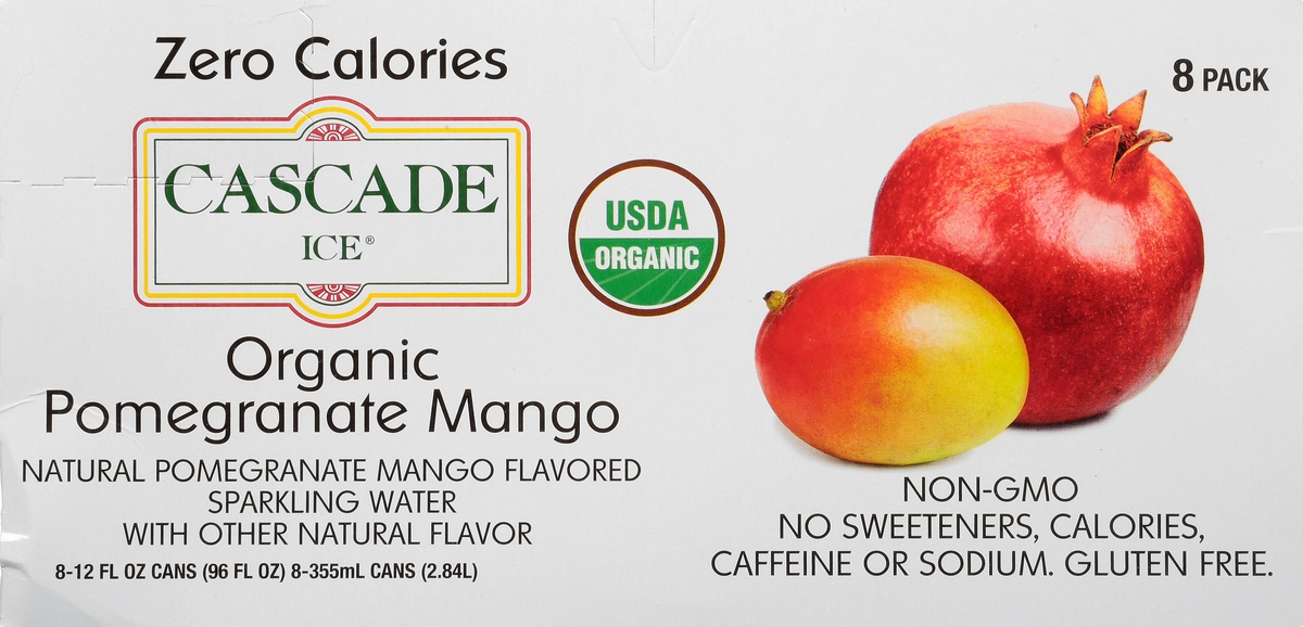 slide 4 of 9, Cascade Ice 8 Pack Organic Pomegranate Mango Sparkling Water 8 ea, 