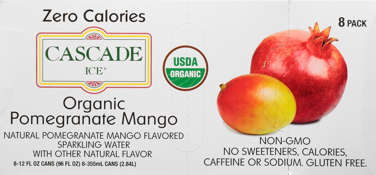 slide 9 of 9, Cascade Ice 8 Pack Organic Pomegranate Mango Sparkling Water 8 ea, 