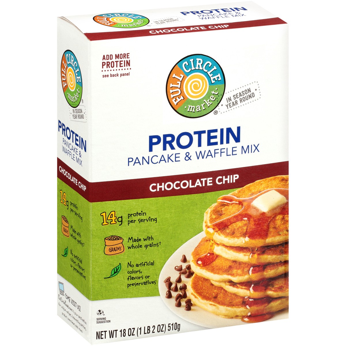slide 7 of 9, Full Circle Market Chocolate Chip Protein Pancake & Waffle Mix, 18 oz