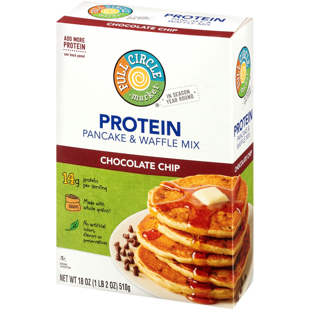 slide 3 of 9, Full Circle Market Chocolate Chip Protein Pancake & Waffle Mix, 18 oz