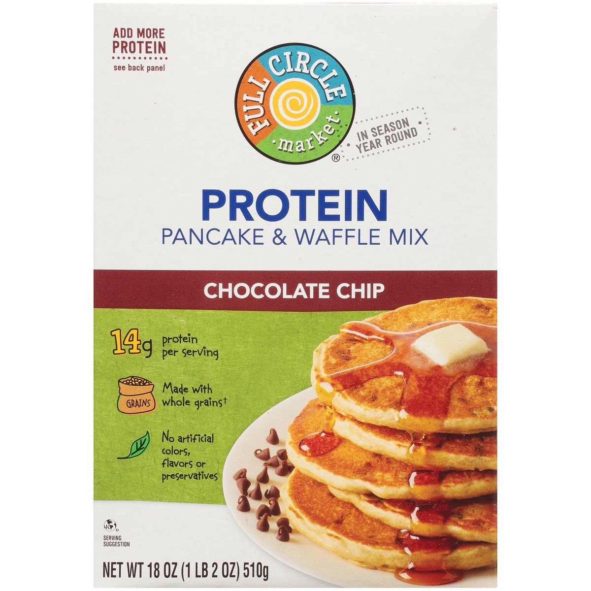 slide 8 of 9, Full Circle Market Chocolate Chip Protein Pancake & Waffle Mix, 18 oz