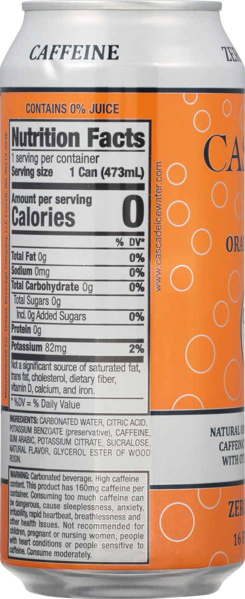 slide 7 of 9, Cascade Ice Orange Mango Caffeinated Sparkling Water 16 fl oz, 16 fl oz