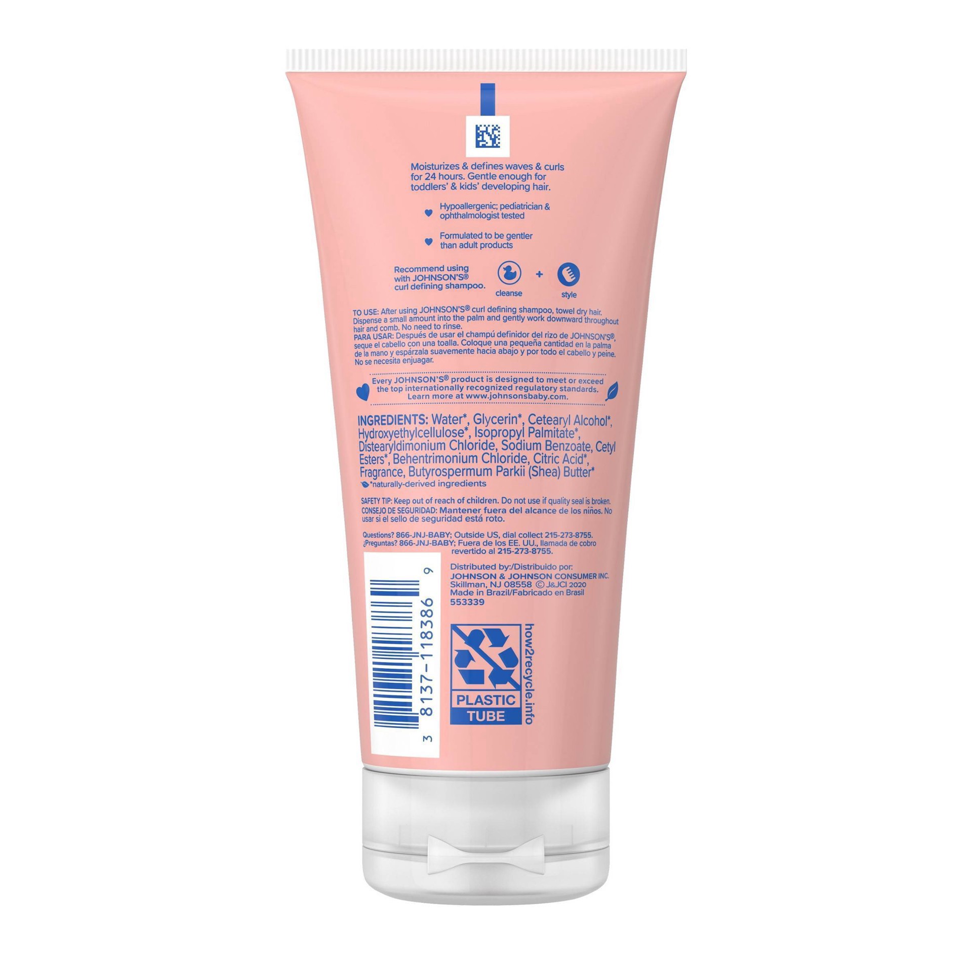 slide 9 of 15, Johnson's Curl Defining Tear-Free Kids' Leave-In Conditioner with Shea Butter, Paraben-, Sulfate- & Dye-Free Formula, Hypoallergenic & Gentle for Toddlers' Hair, 6.8 fl. oz, 200 ml