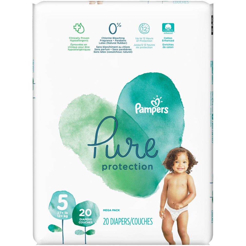 slide 2 of 4, Pampers Pure Protection Diapers- Size 5, 20 ct