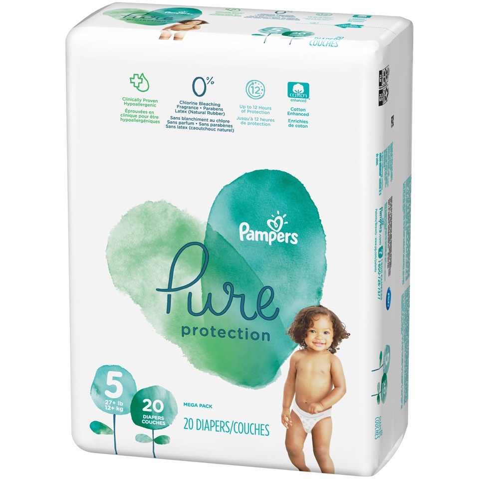 slide 4 of 4, Pampers Pure Protection Diapers- Size 5, 20 ct