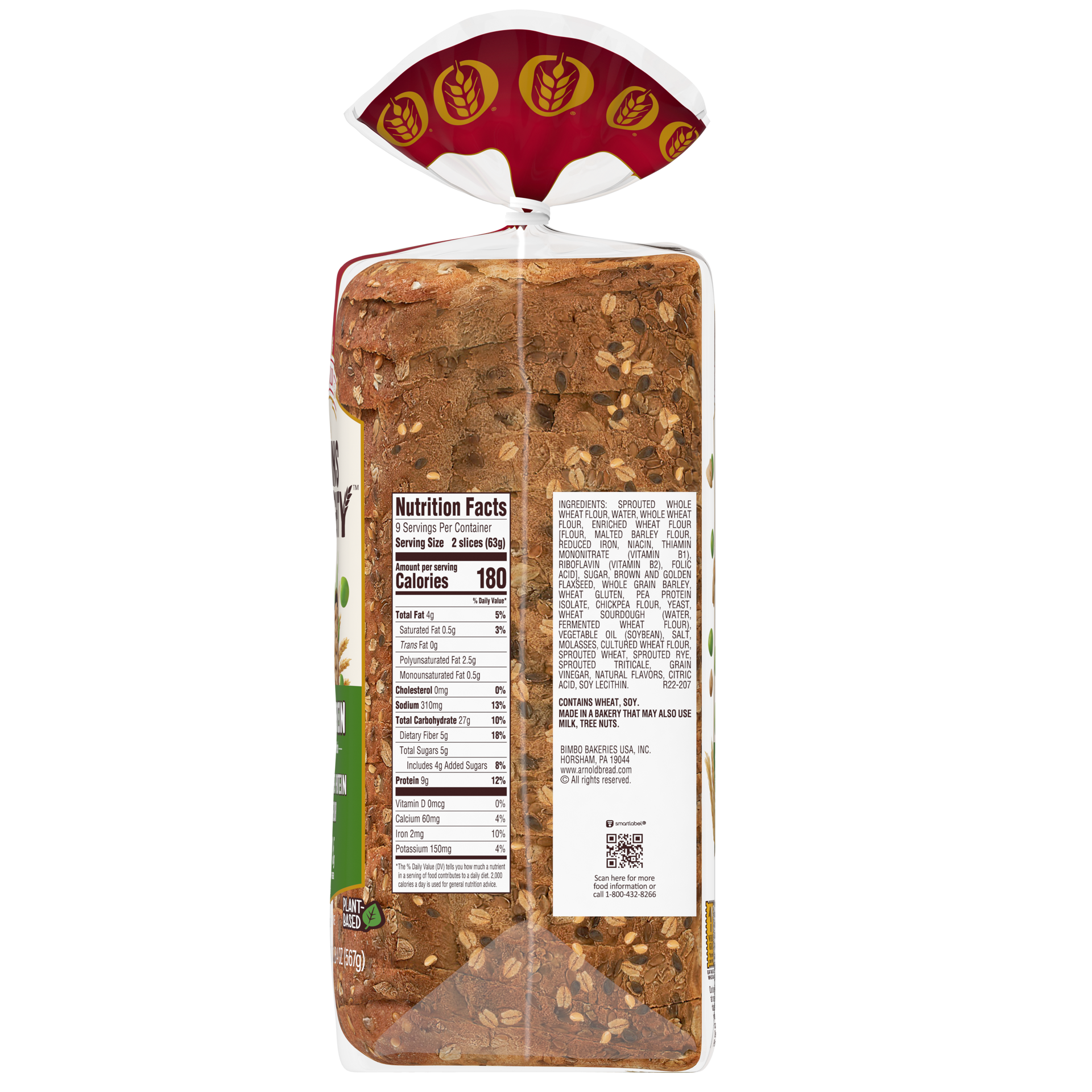 slide 5 of 5, Arnold Grains Almighty Plant Protein Thin Sliced Bread, 20 oz, 20 oz