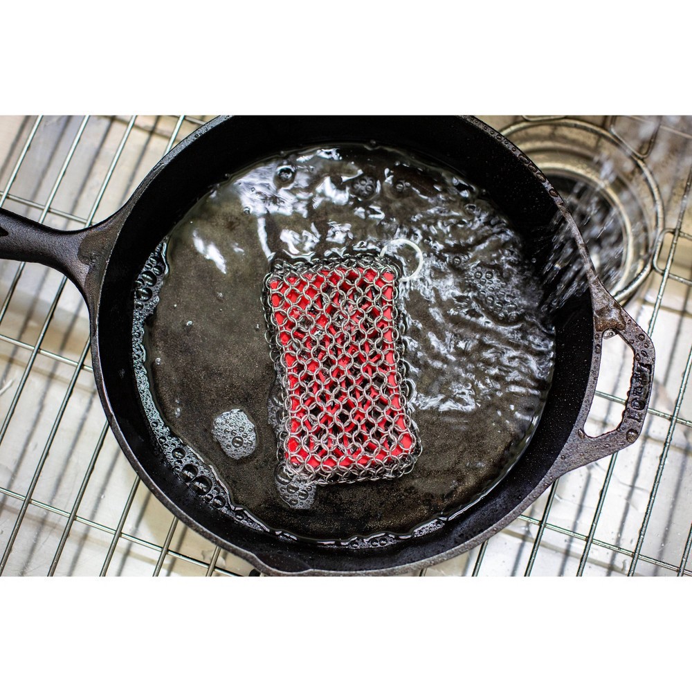 slide 4 of 5, Lodge Cast Iron Red Chainmail Scrubbing Pad 1 ea, 1 ct