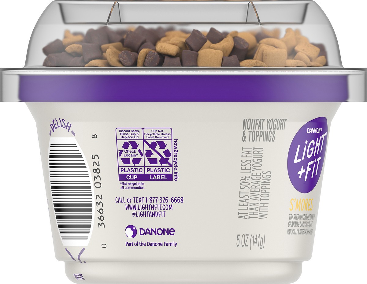 slide 5 of 8, Light + Fit Nonfat S’Mores Crunch Greek Yogurt, 5 oz