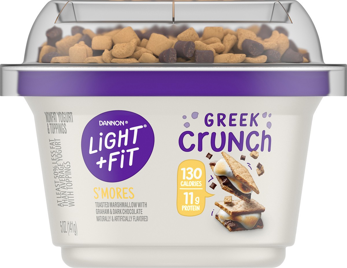 slide 7 of 8, Light + Fit Nonfat S’Mores Crunch Greek Yogurt, 5 oz