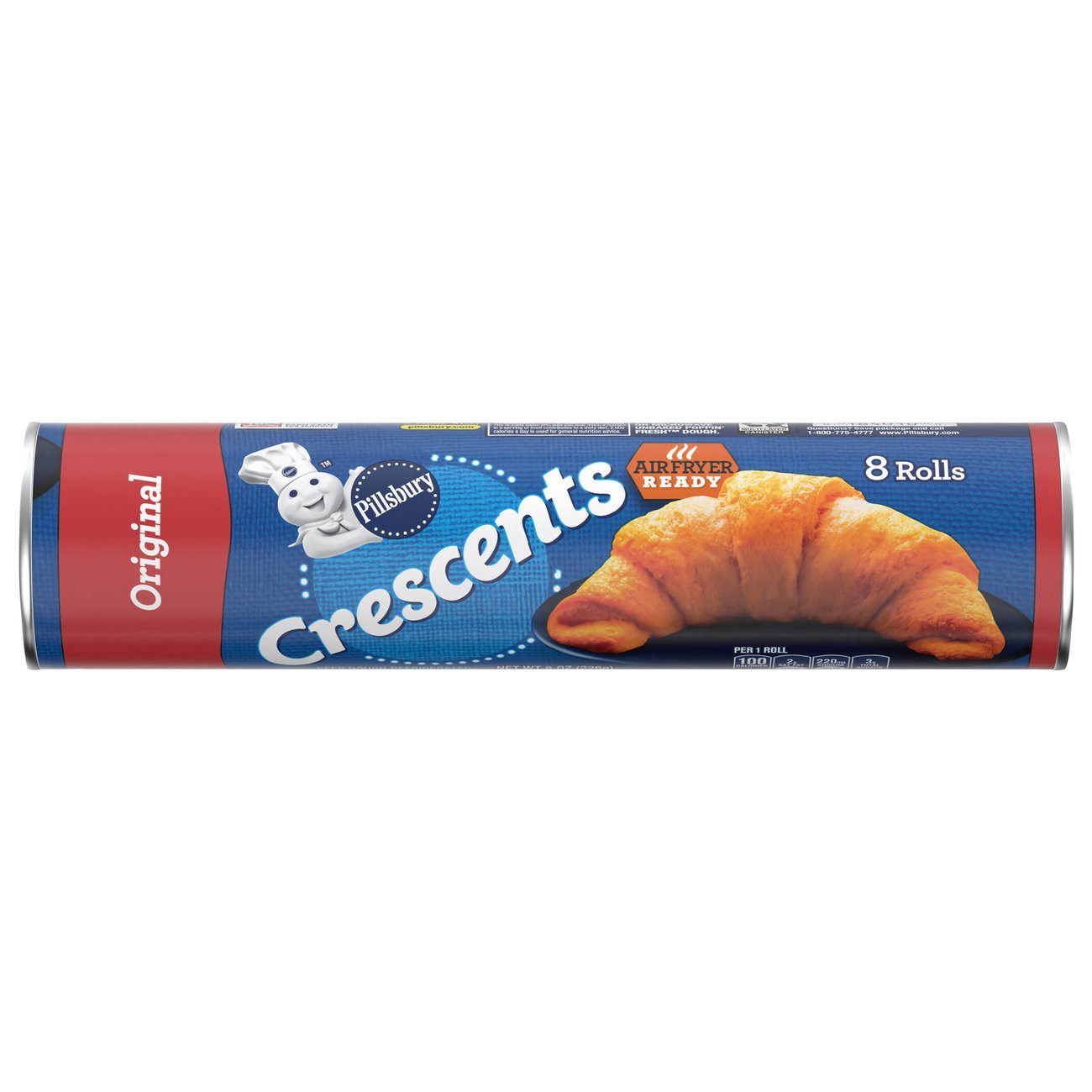 slide 1 of 1, Pillsbury Crescent Rolls, Original Refrigerated Canned Pastry Dough, 8 Rolls, 8 oz, 8 ct