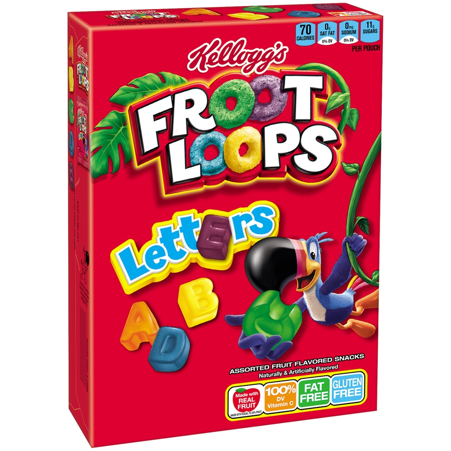 slide 2 of 4, Kellogg's Froot Loops Letters Assorted Fruit Flavored Snacks, 10 ct; 8 oz