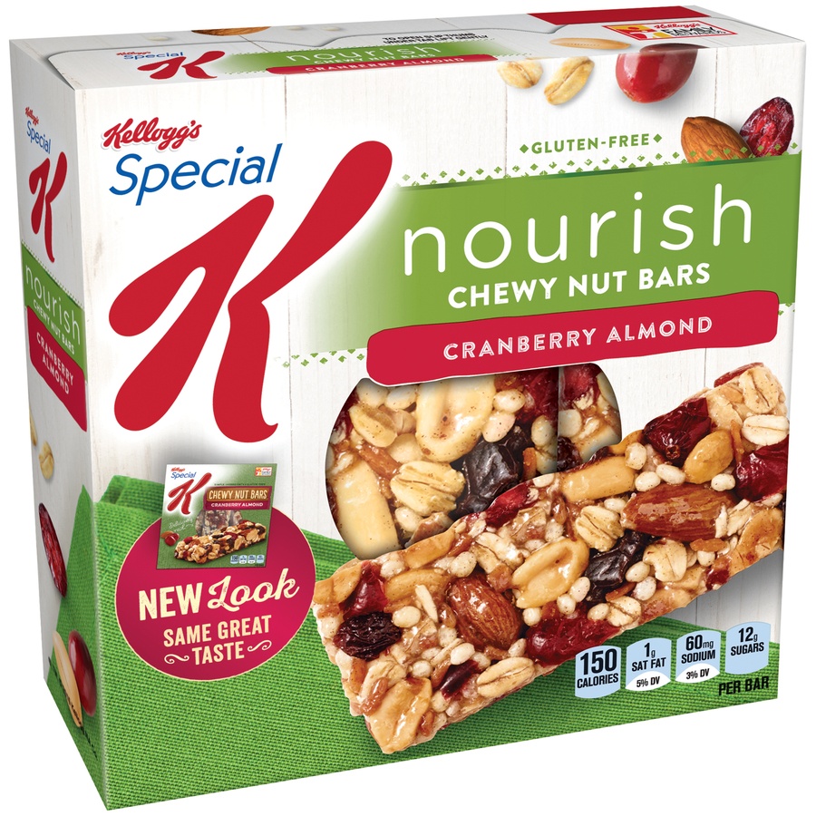 slide 2 of 7, Kellogg's Special K Cranberry Almond Chewy Nut Bars, 5.29 oz