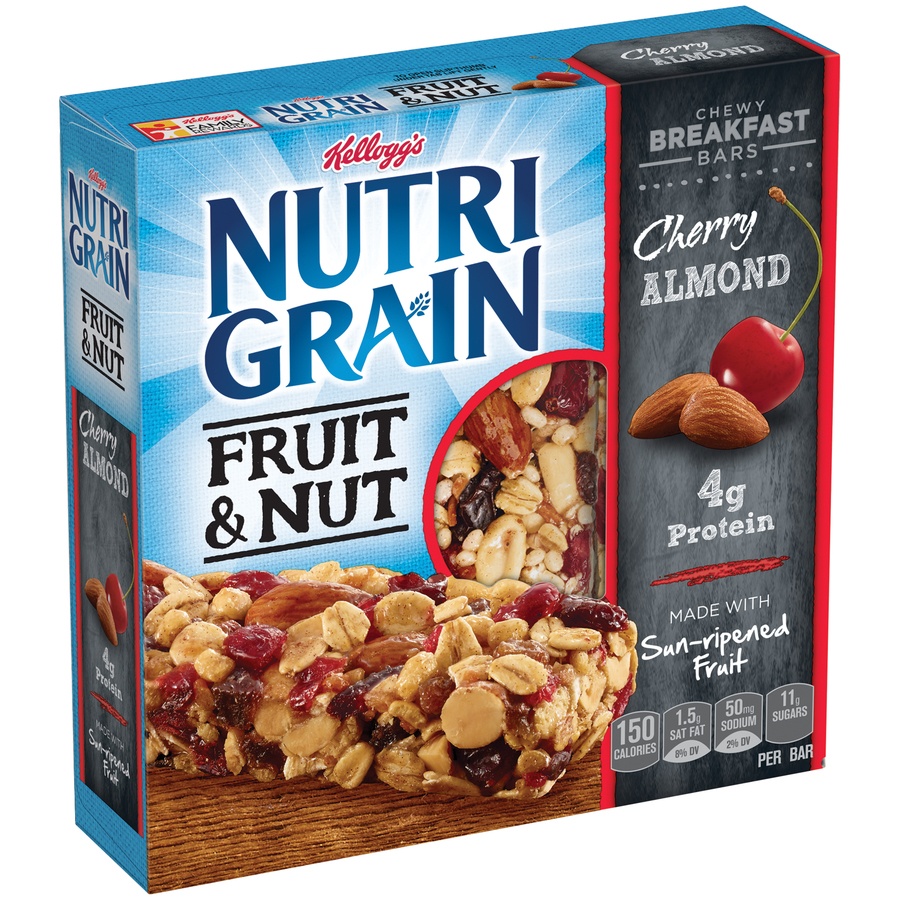 slide 2 of 7, Kellogg's Nutri-Grain Fruit & Nut Cherry Almond Chewy Breakfast Bars, 5 ct; 1.2 oz