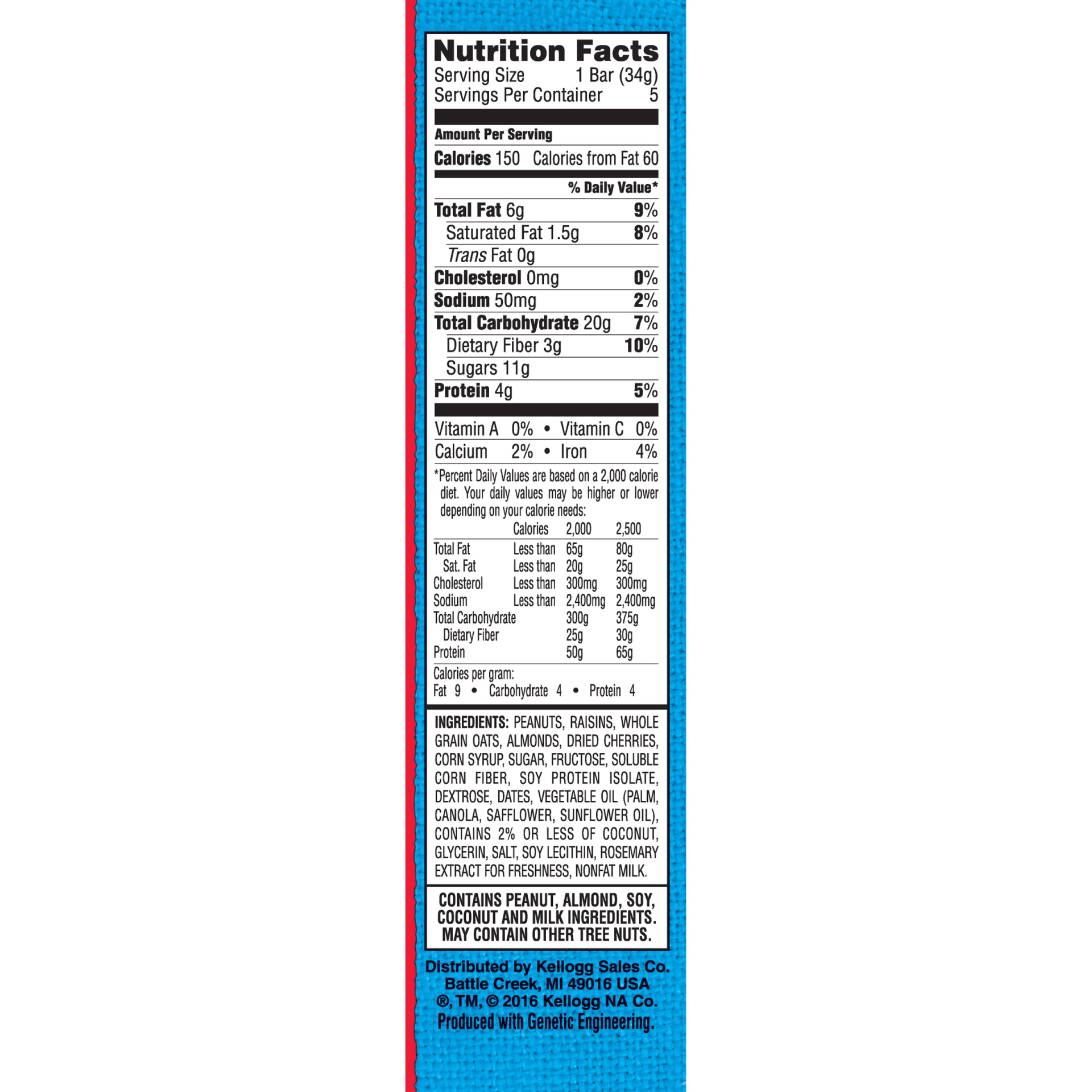 slide 4 of 7, Kellogg's Nutri-Grain Fruit & Nut Cherry Almond Chewy Breakfast Bars, 5 ct; 1.2 oz