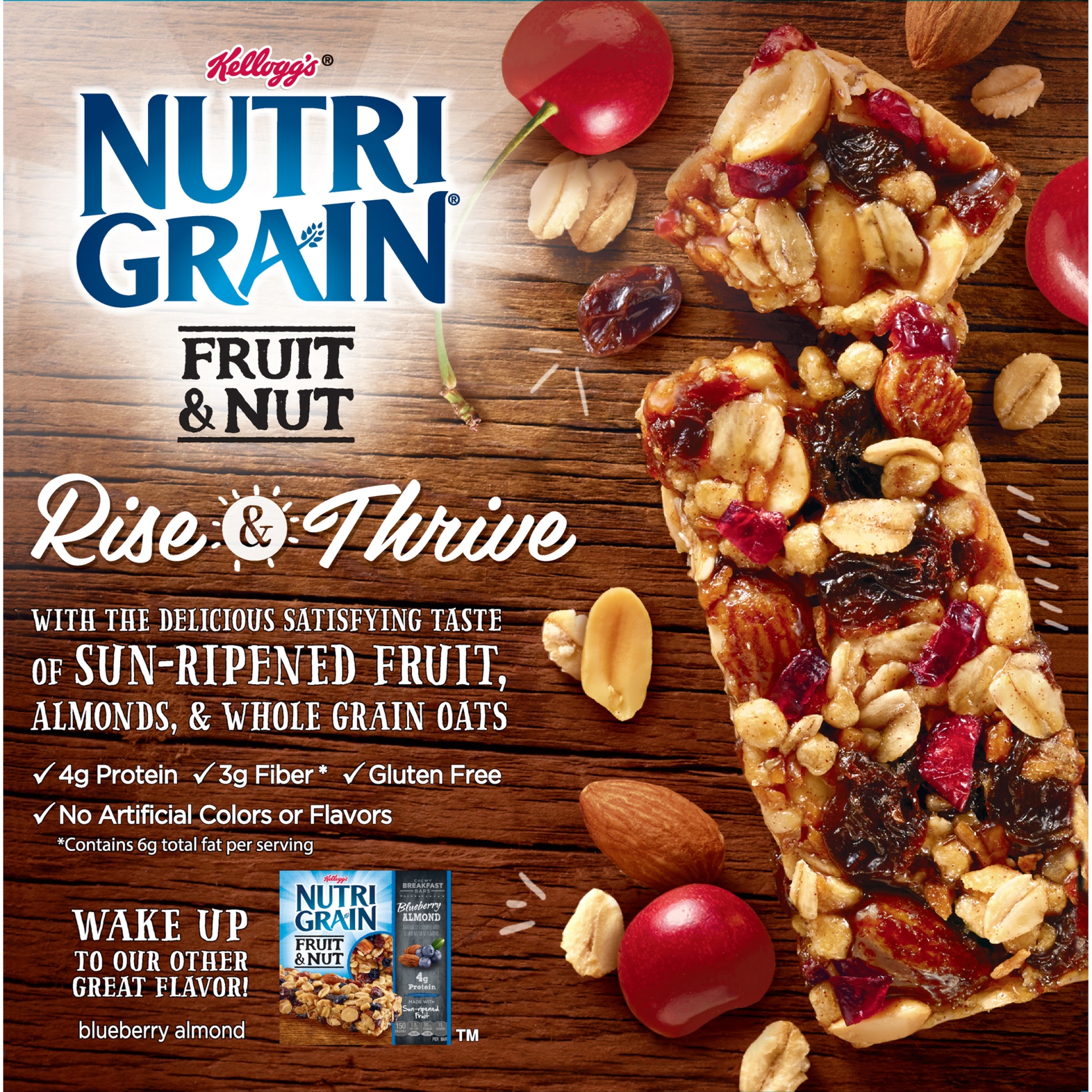 slide 5 of 7, Kellogg's Nutri-Grain Fruit & Nut Cherry Almond Chewy Breakfast Bars, 5 ct; 1.2 oz