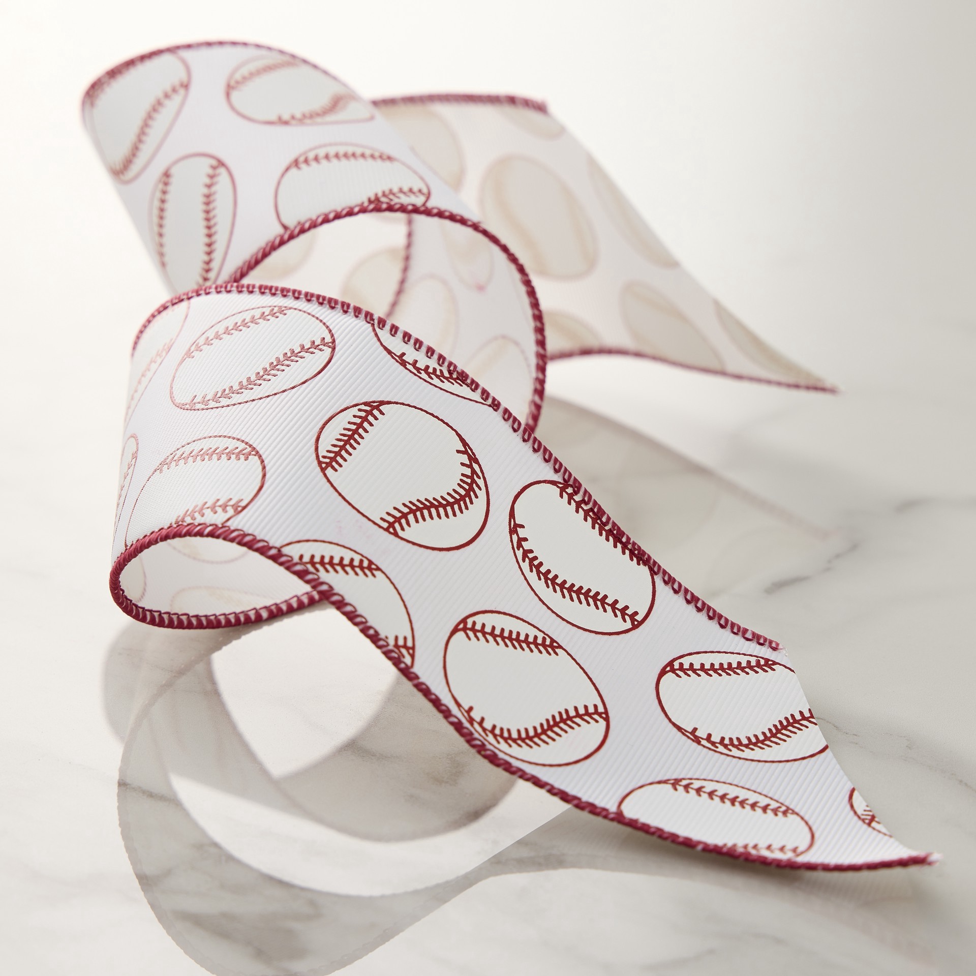 slide 2 of 2, 2.5" X 3yd. Wired Baseball Ribbon By Celebrate It Classic, 2.5 in x 3 yd