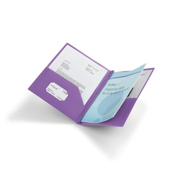 slide 2 of 2, Office Depot 2-Pocket School-Grade Poly Folder With Prongs, Letter Size, Bright Purple, 1 ct