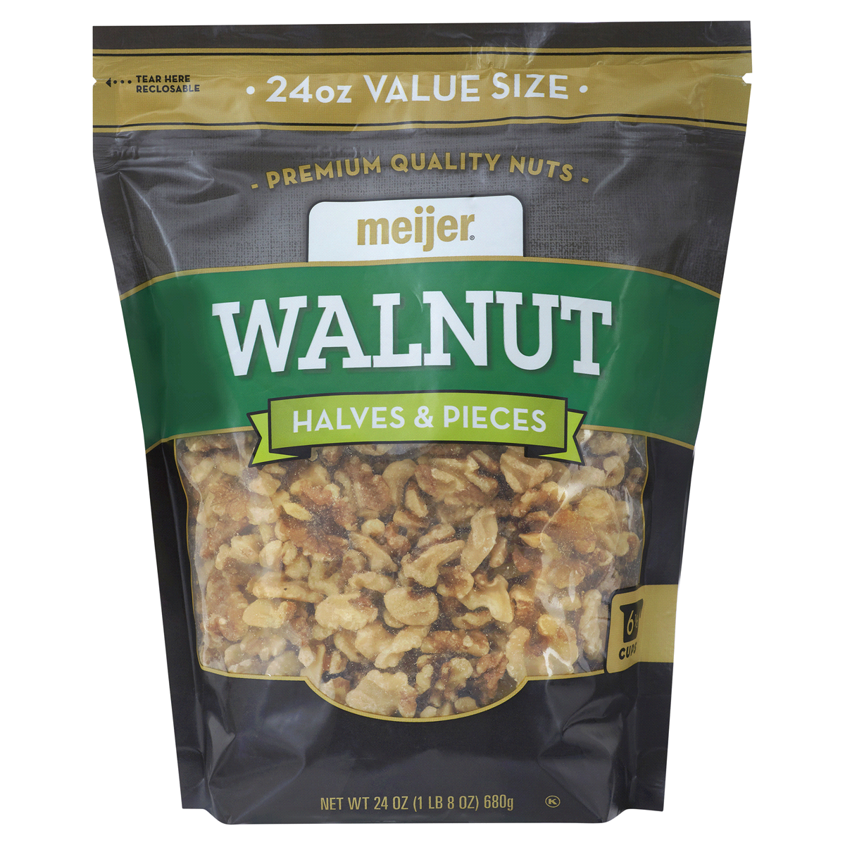 slide 1 of 5, Meijer Walnut Halves & Pieces, 24 oz