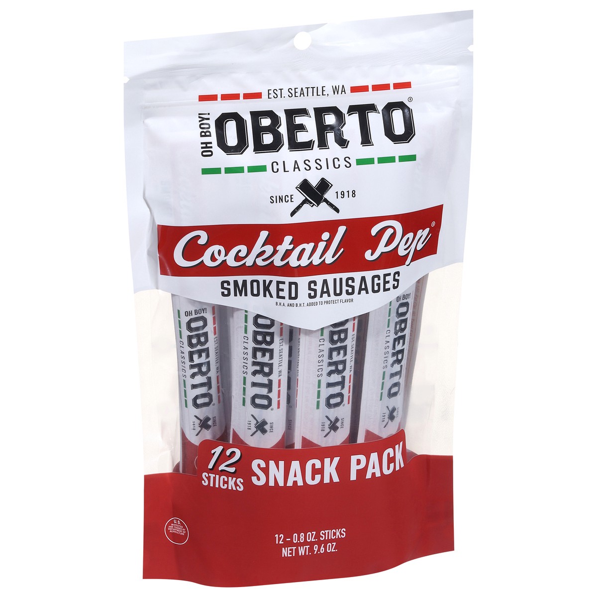 slide 9 of 13, Oh Boy! Oberto Classics Cocktail Pep Smoked Sausages Snack 12 - 0.8 oz Sticks, 12 ct