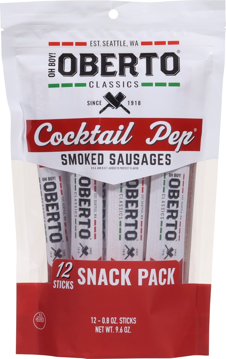 slide 13 of 13, Oh Boy! Oberto Classics Cocktail Pep Smoked Sausages Snack 12 - 0.8 oz Sticks, 12 ct