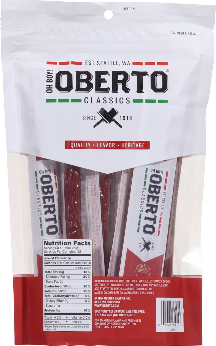 slide 10 of 13, Oh Boy! Oberto Classics Cocktail Pep Smoked Sausages Snack 12 - 0.8 oz Sticks, 12 ct