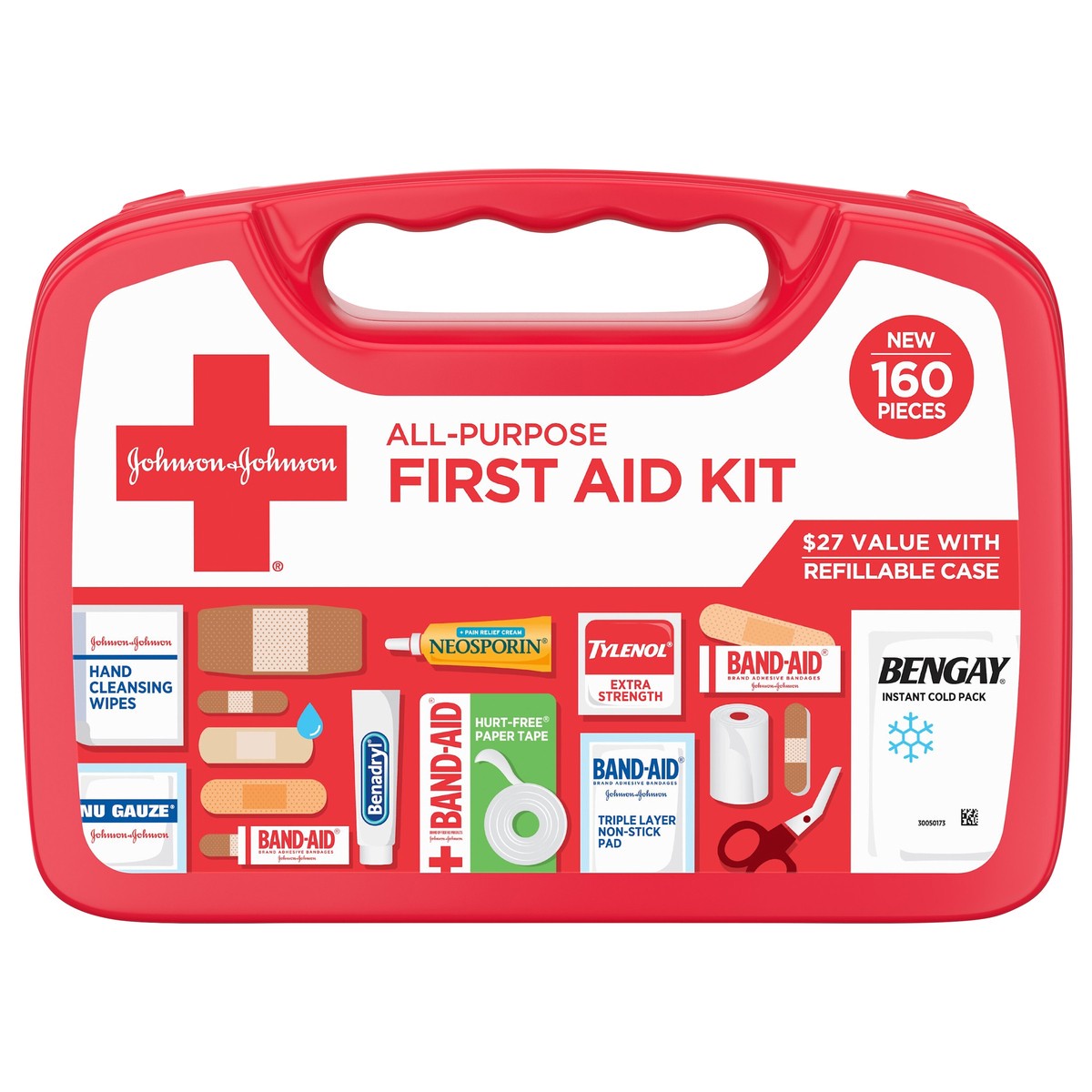 slide 1 of 9, Johnson & Johnson All-Purpose Portable Compact First Aid Kit, 160 pc, 1 ct