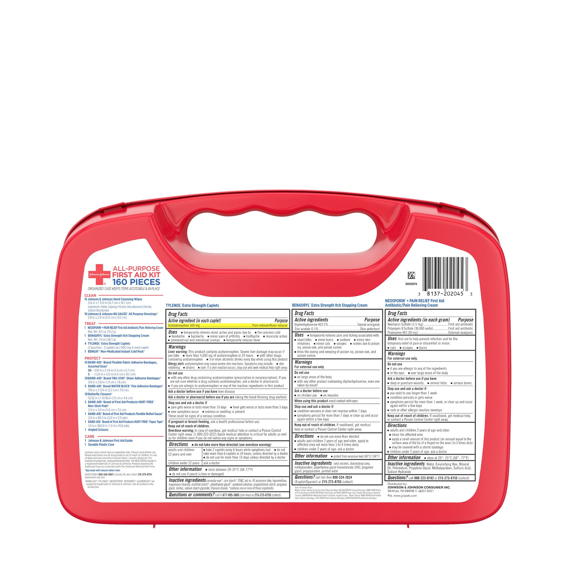 slide 6 of 9, Johnson & Johnson All-Purpose Portable Compact First Aid Kit, 160 pc, 1 ct