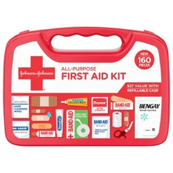 Johnson & Johnson All-Purpose Portable Compact First Aid Kit, 160 pc