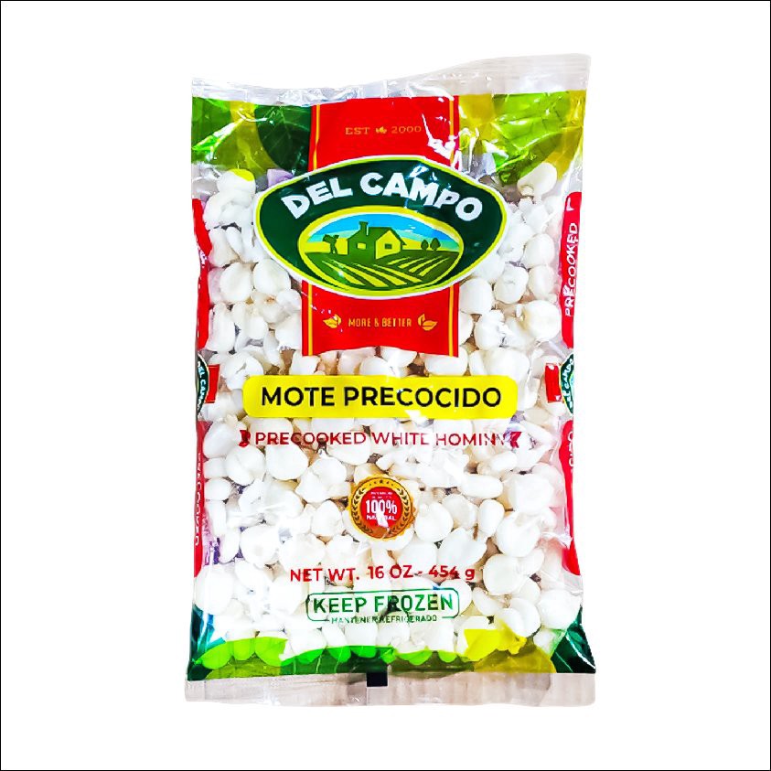 slide 1 of 1, Del Campo D/C Preck Wht Hominy 16Z, 16 oz