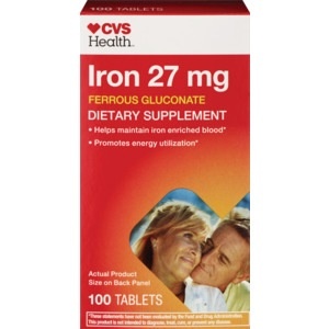 slide 1 of 1, CVS Health Ferrous Gluconate Iron, 100 ct; 27 mg