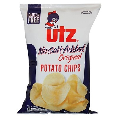 slide 1 of 1, Utz No Salt Original Potato Chips, 2.875 oz