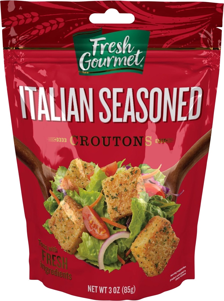 slide 2 of 7, Fresh Gourmet 3oz HMS Italian Seasoned Croutons, Bag, 3 oz