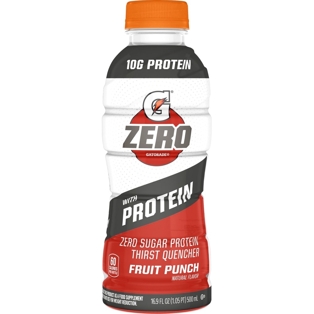slide 1 of 1, Gatorade Zero Zero Sugar Protein Thirst Quencher Fruit Punch Natural Flavor 16.9 Fl Oz, 16.9 fl oz