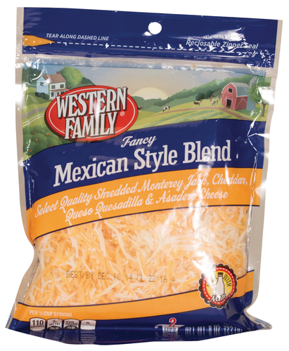 slide 1 of 1, Western Family Fancy Mexican Shredded Cheese, 8 oz