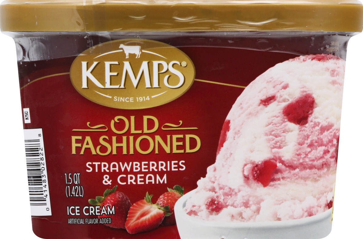 slide 5 of 9, Kemps Strwberry Cream Old Fashioned Ice Cream, 1.5 qt