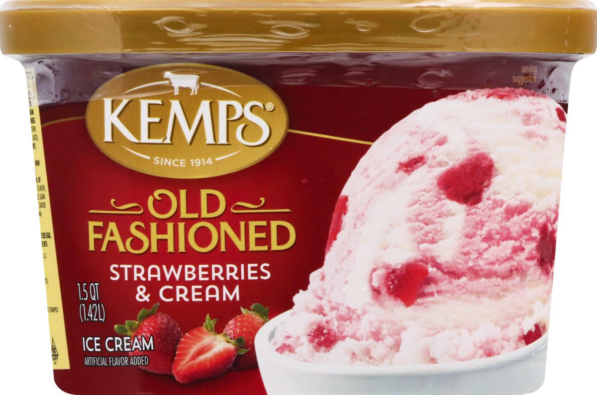 slide 6 of 9, Kemps Strwberry Cream Old Fashioned Ice Cream, 1.5 qt