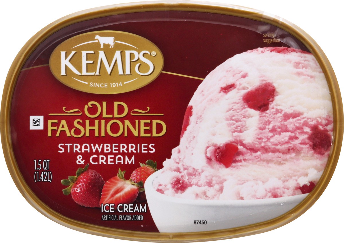 slide 9 of 9, Kemps Strwberry Cream Old Fashioned Ice Cream, 1.5 qt
