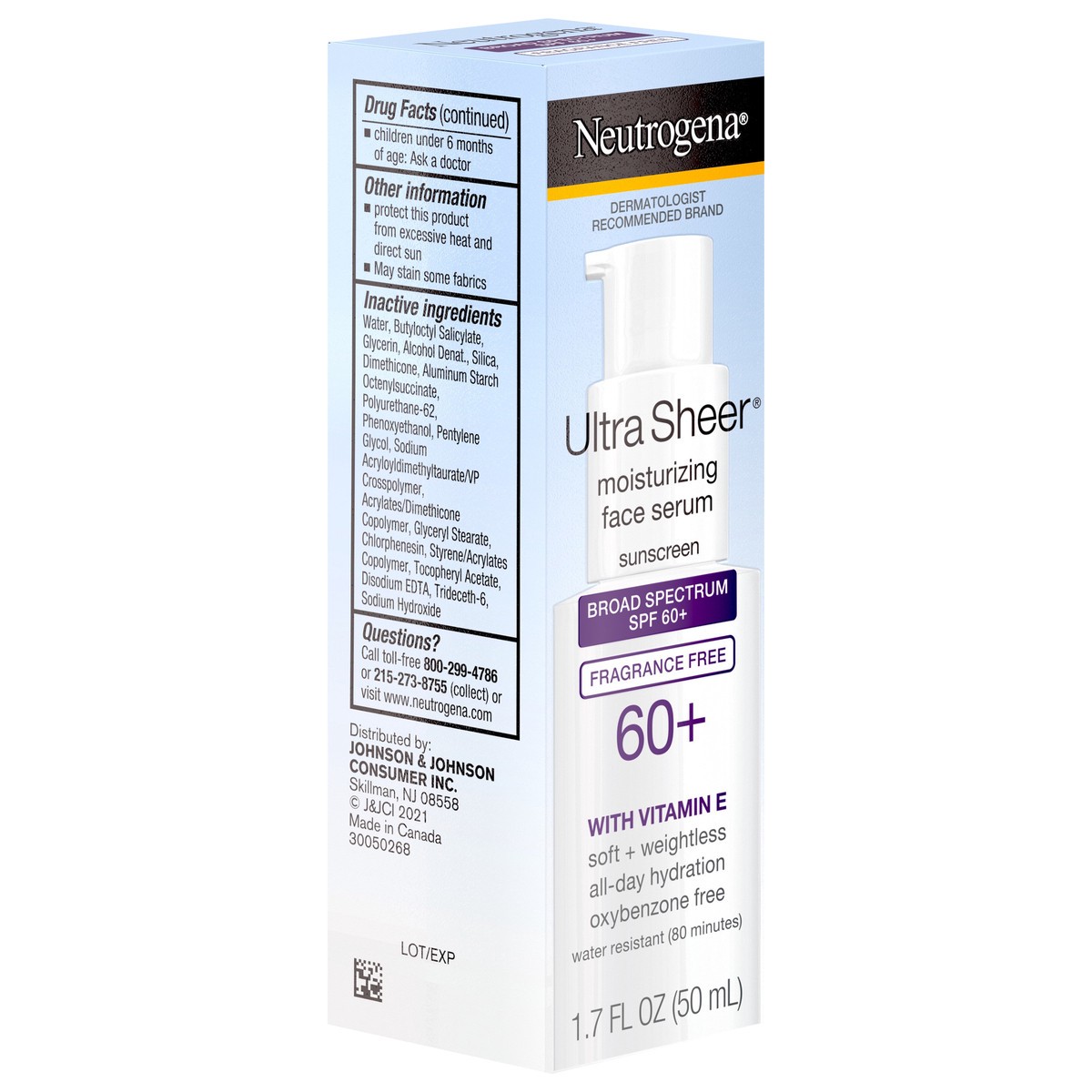 slide 4 of 8, Neutrogena Ultra Sheer Moisturizing Serum, Vitamin E, SPF 60+, 1.7 oz, 1.7 oz