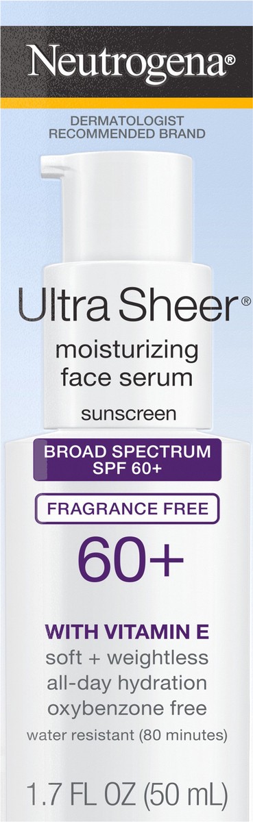 slide 3 of 8, Neutrogena Ultra Sheer Moisturizing Serum, Vitamin E, SPF 60+, 1.7 oz, 1.7 oz