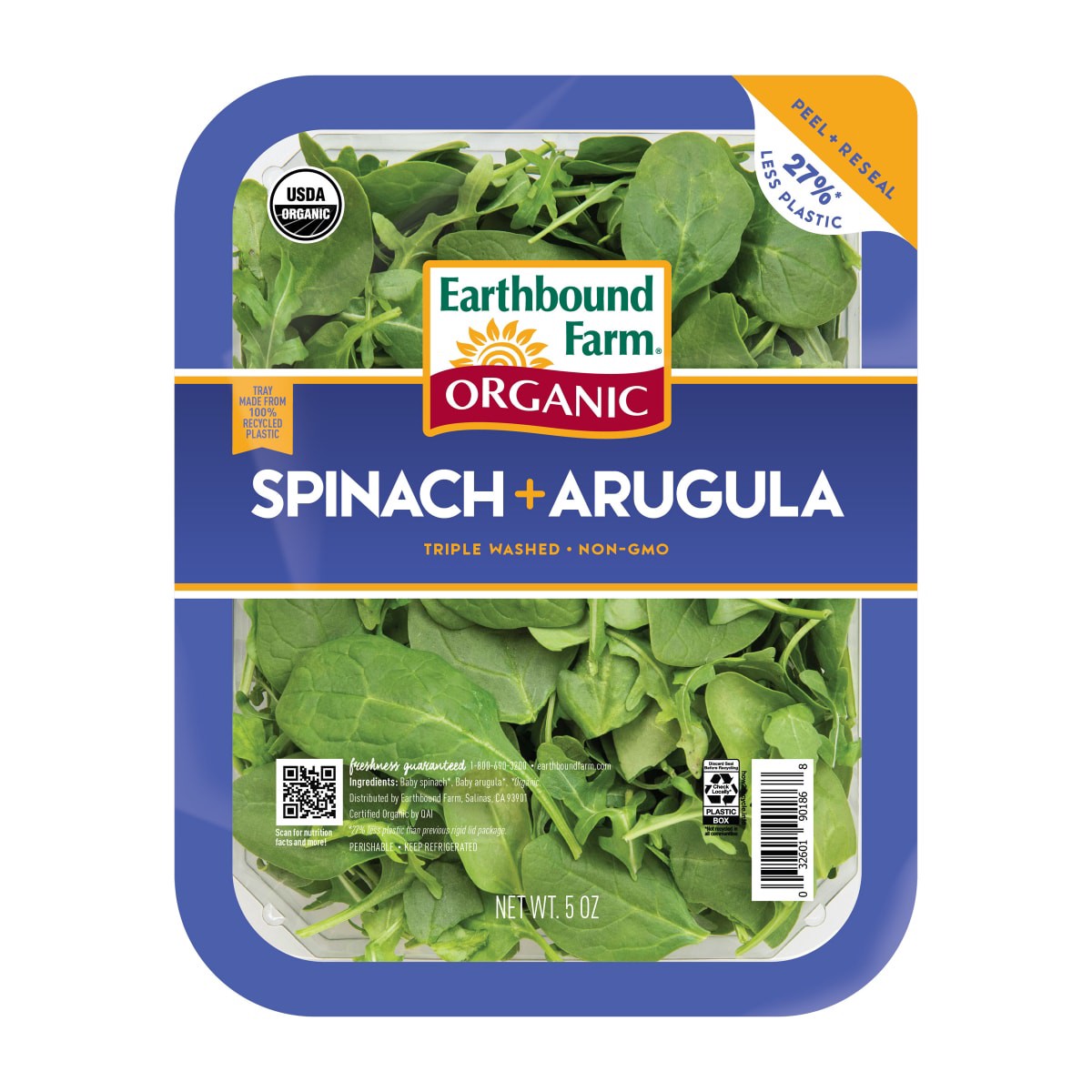 slide 1 of 21, Earthbound Farm Organic Baby Spinach & Baby Arugula, 5 oz