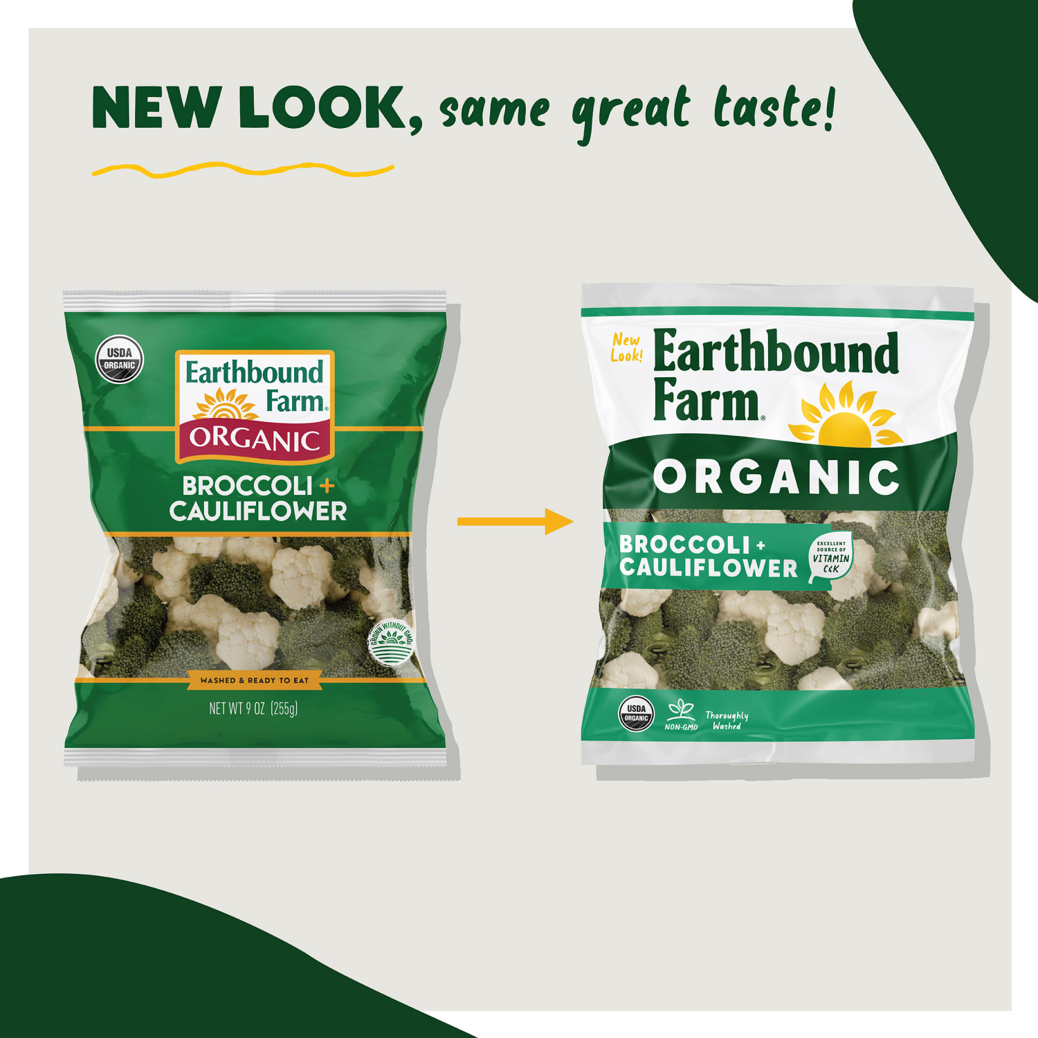 slide 2 of 4, Earthbound Farm Organic Broccoli + Cauliflower Florets, 9 oz