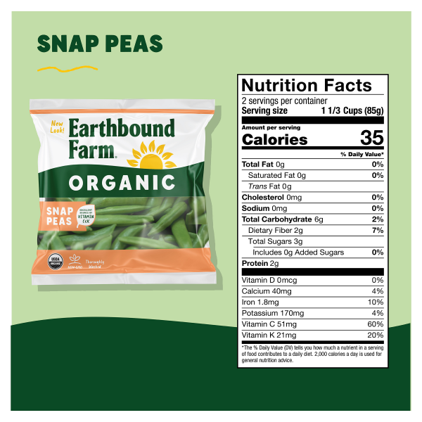 slide 4 of 21, Earthbound Farm Organic Snap Peas, 6 oz, 6 oz