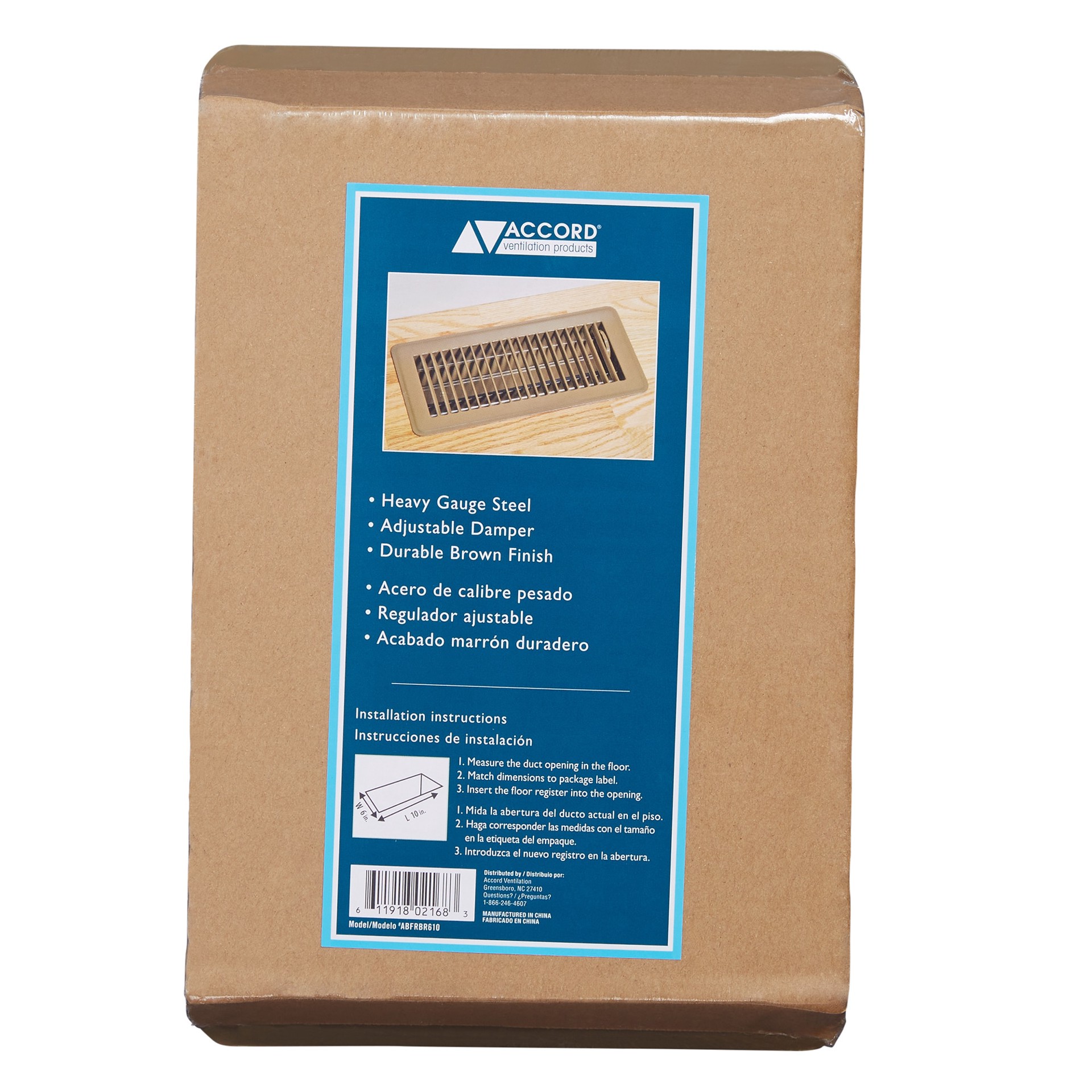 slide 2 of 5, Accord 6-in x 10-in 2-way Steel Brown Floor Register, 1 ct