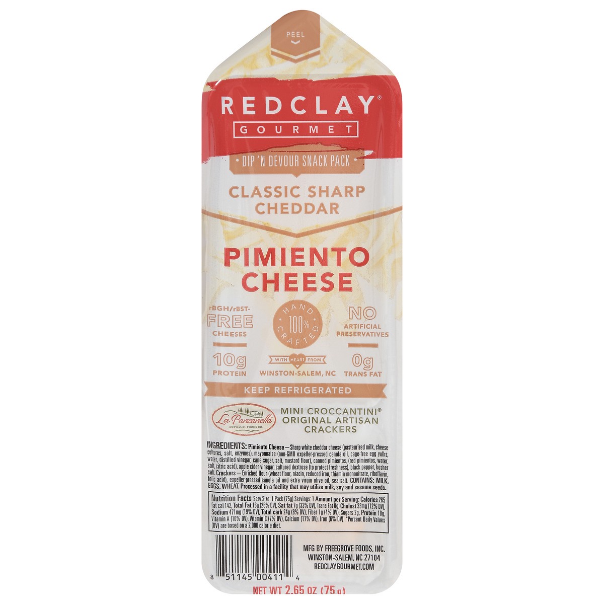 slide 1 of 6, Red Clay Gourmet Classic Sharp Cheddar Pimiento Cheese, 2.65 oz